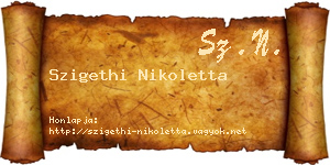 Szigethi Nikoletta névjegykártya